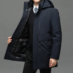 Men's Waterproof Winter Jacket with Removable Hood and Inner Lining