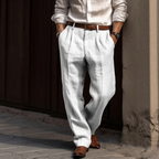 Louis Morel Pleated Straight-Leg Linen Trousers
