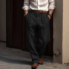Louis Morel Pleated Straight-Leg Linen Trousers