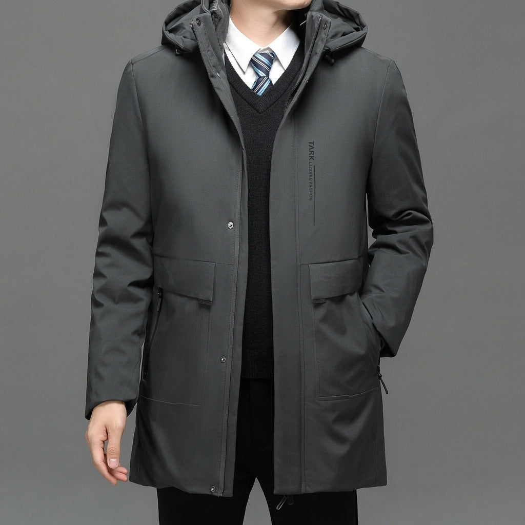 Men's Waterproof Winter Jacket with Removable Hood and Inner Lining