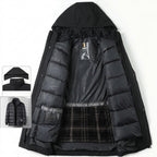 Men's Waterproof Winter Jacket with Removable Hood and Inner Lining